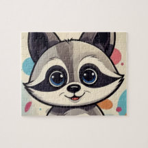 Rompecabezas de familia de mapache de dibujos anim