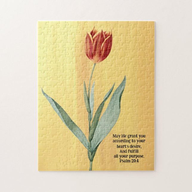 Rompecabezas de flor de tulipán rojo de estilo vin (Vertical)