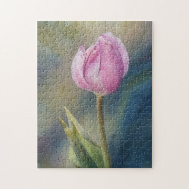 Rompecabezas de Flor Tulipán Rosa Arte Floral Prim (Vertical)