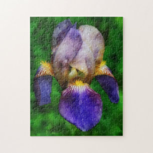 Rompecabezas de flores artificiales de iris morado
