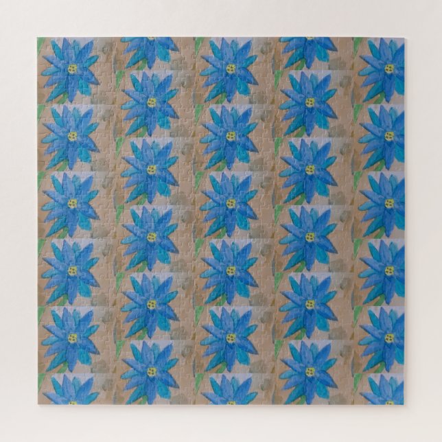 Rompecabezas de flores azules (Vertical)
