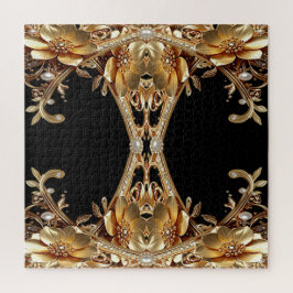 Rompecabezas de flores decorativas de oro
