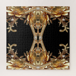 Rompecabezas de flores decorativas de oro