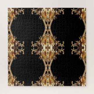 Rompecabezas de flores decorativas de oro