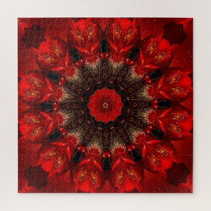 Rompecabezas de flores decorativas rojas