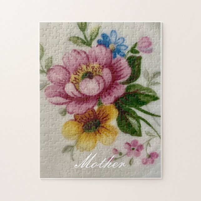 Rompecabezas de flores inspiradas en la porcelana (Vertical)