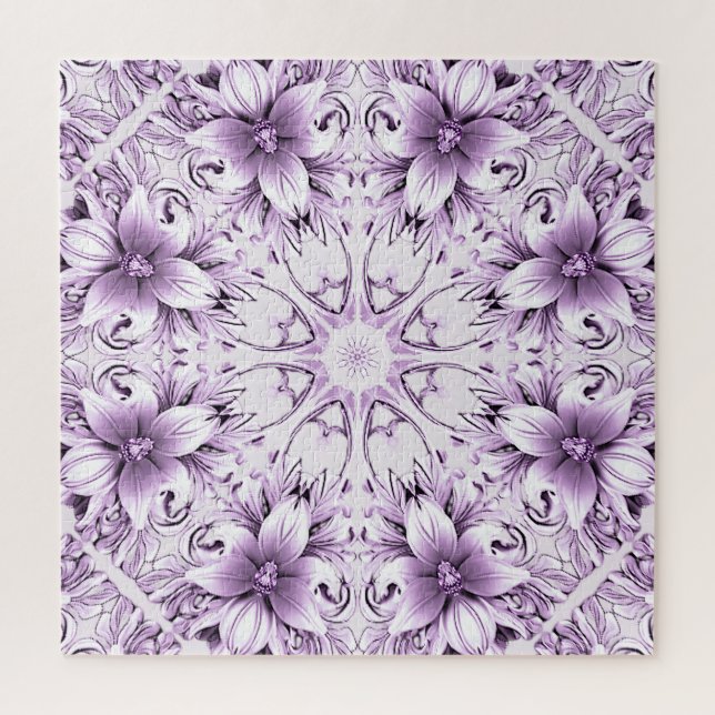 Rompecabezas de Flores Moradas Elegantes (Vertical)