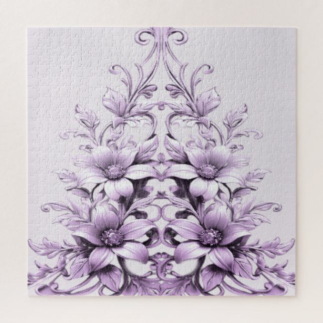 Rompecabezas de Flores Moradas Elegantes (Vertical)