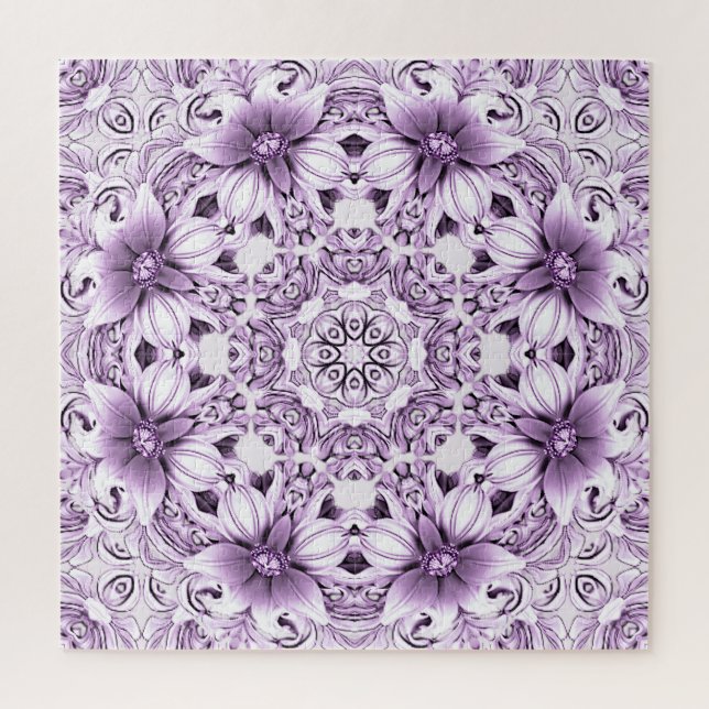 Rompecabezas de flores moradas elegantes (Vertical)
