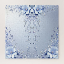 Rompecabezas de flores ornamentadas azules