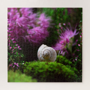Rompecabezas de flores púrpuras de caracol lindo