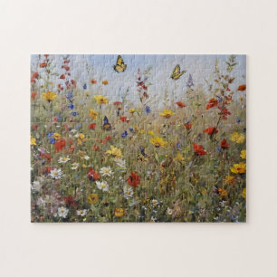 Rompecabezas de Flores Silvestres y Mariposas