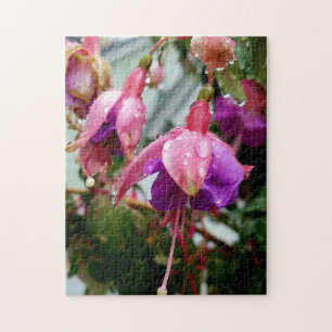 Rompecabezas de foto de flor fucsia rosa creativa