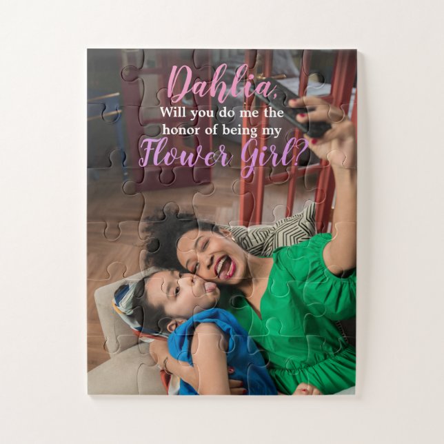 Rompecabezas de foto de propuesta de chica de flor (Vertical)