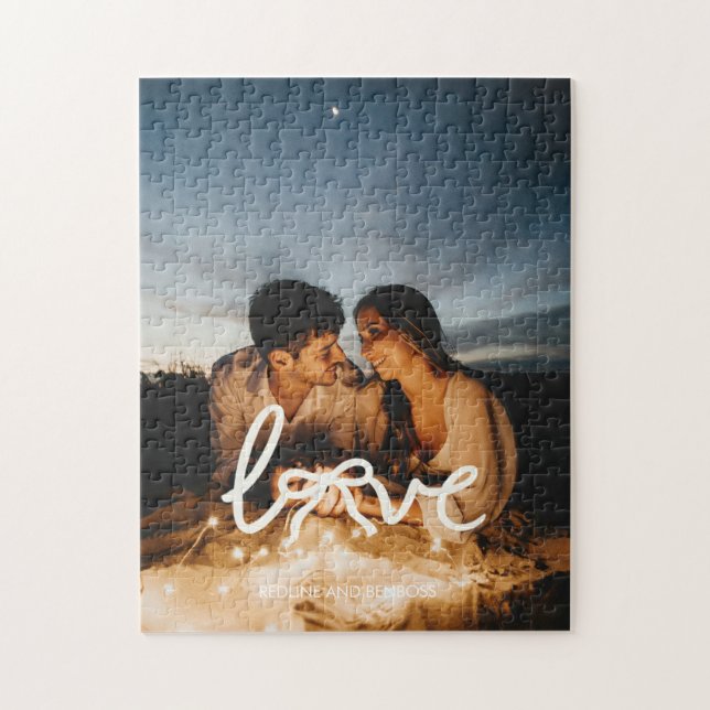 Rompecabezas de foto personalizada de pareja con t (Vertical)