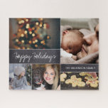 Rompecabezas de fotos de collage moderno personali<br><div class="desc">Acerque a su familia esta temporada de vacaciones con nuestro rompecabezas de fotos de la colección moderna personalizada. Este rompecabezas personalizado es más que un juego; es una manera de revivir recuerdos preciados y crear otros nuevos con tus seres queridos. Personalizar este moderno rompecabezas de fotos de collage con tu...</div>