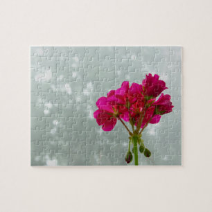 Rompecabezas de fotos de flores de geranio rosado