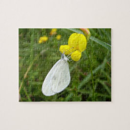 Rompecabezas de fotos de mariposa blanca de madera