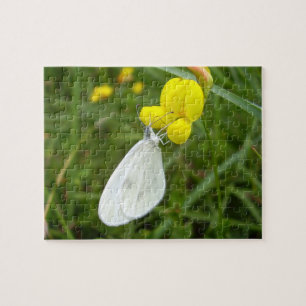 Rompecabezas de fotos de mariposa blanca de madera