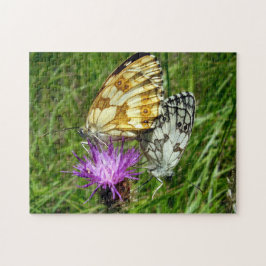 Rompecabezas de fotos de mariposas blancas enmarañ