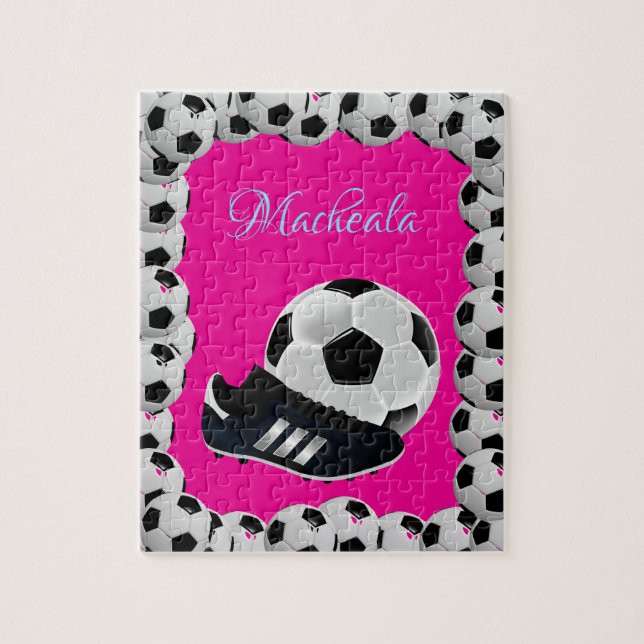 Rompecabezas de Fútbol Rosa Brillante (Vertical)