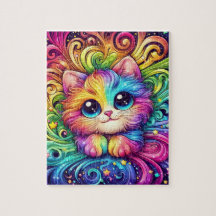 Rompecabezas de gatito arcoiris