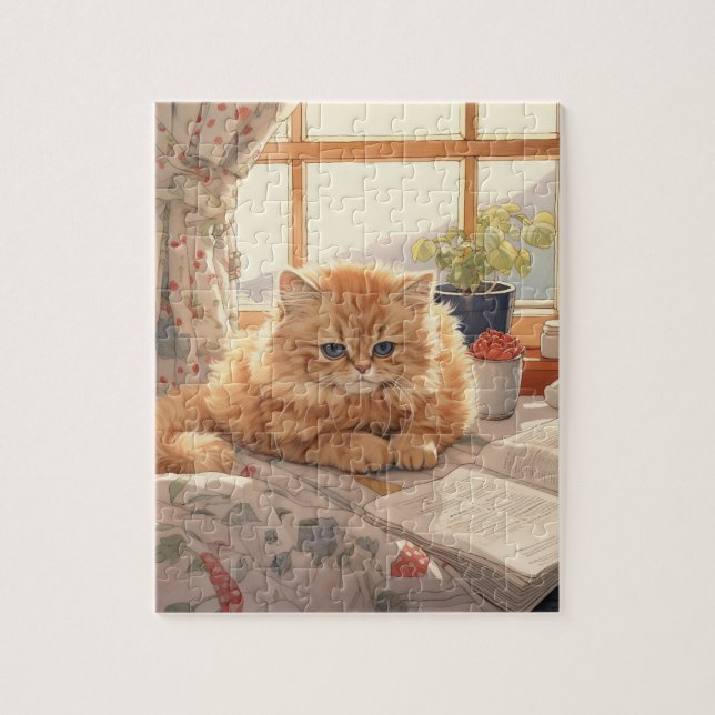 ROMPECABEZAS DE GATITO NARANJA ADORABLE (Vertical)
