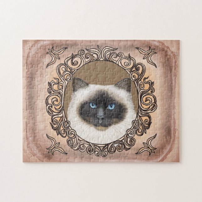 Rompecabezas de gato Birman ornamentado (Horizontal)