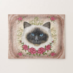 Rompecabezas de gato Birmanio rosas