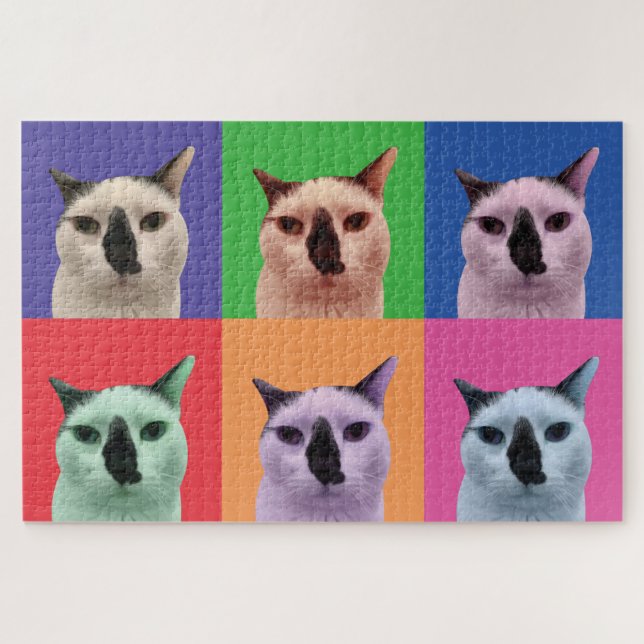 Rompecabezas de gato blanco y negro (Horizontal)