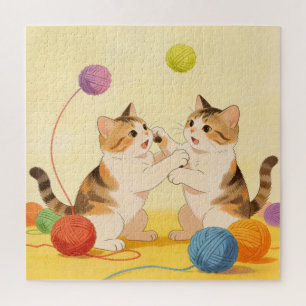 Rompecabezas de gato calico juguetón