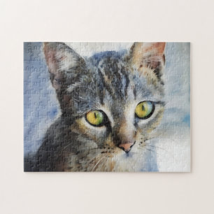Rompecabezas de gato con cara de gatito atigrado g