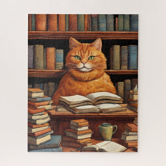 rompecabezas de gato de biblioteca #1 (Vertical)