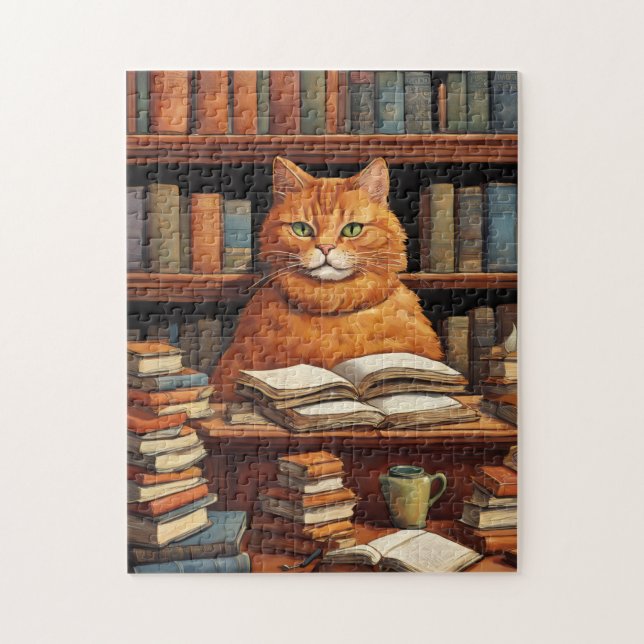 rompecabezas de gato de biblioteca #1 (Vertical)