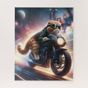 Rompecabezas de gato en motocicleta