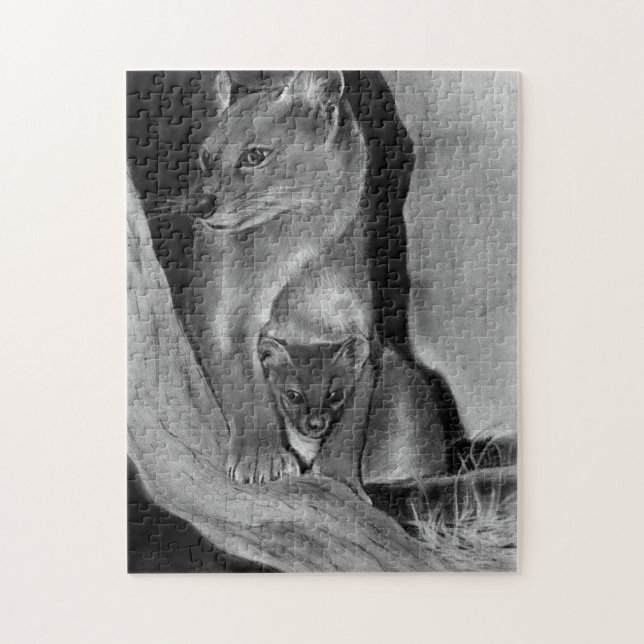 Rompecabezas de gato Fossa y bebé (Vertical)
