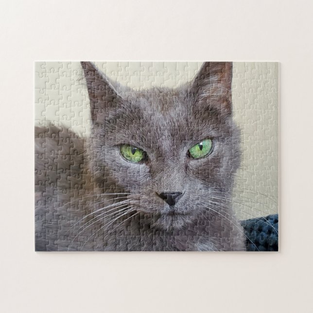 Rompecabezas de gato gris (Horizontal)