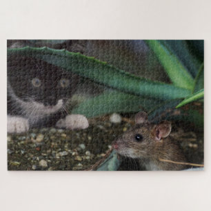 Rompecabezas de gato y ratón lindos