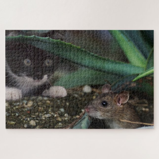 Rompecabezas de gato y ratón lindos (Horizontal)