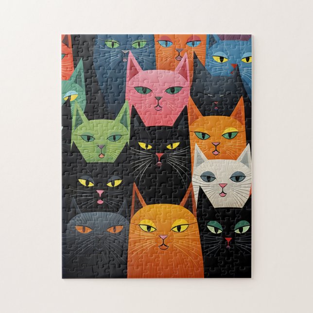 ROMPECABEZAS DE GATOS DE COLORES ARTÍSTICOS (Vertical)