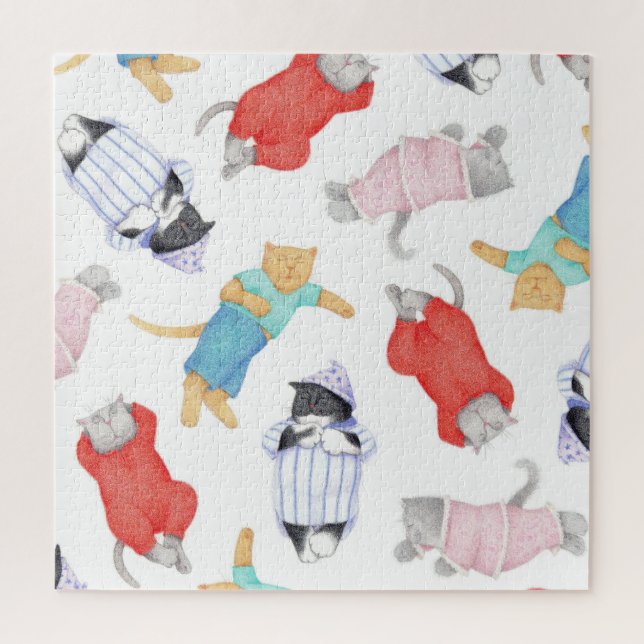 ROMPECABEZAS DE GATOS EN PIJAMA 20"X20" (Vertical)