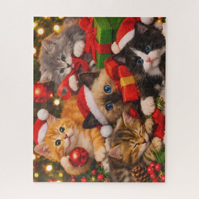 Rompecabezas de gatos navideños lindos regalos (Vertical)