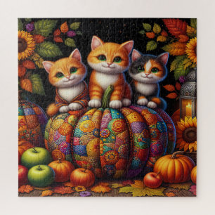 Rompecabezas de gatos otoñales