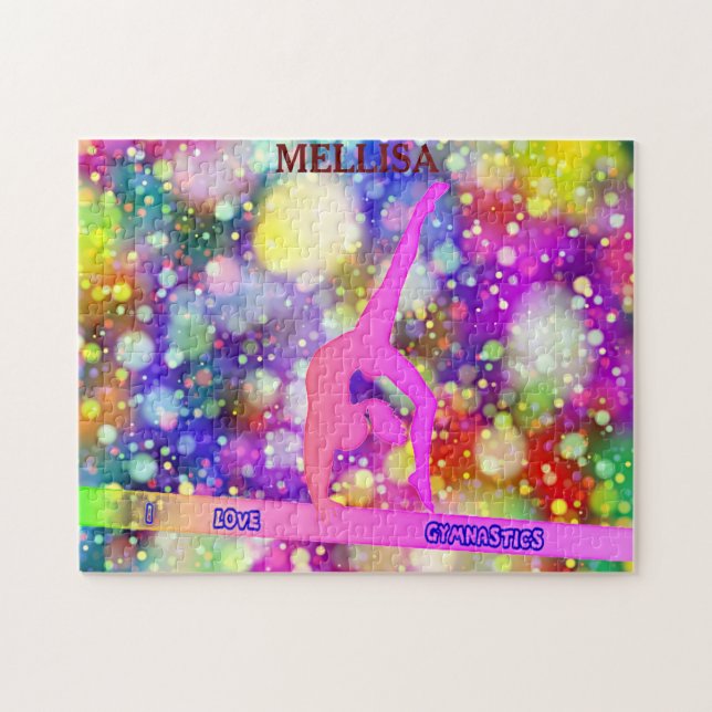 Rompecabezas de gimnasta con nombre personalizado. (Horizontal)