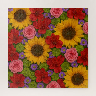 Rompecabezas de girasol y Rosa