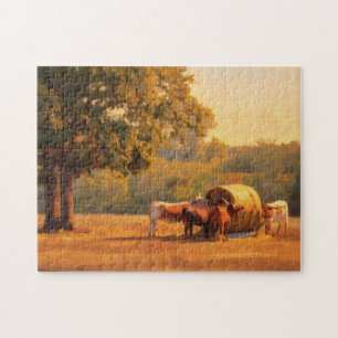 Rompecabezas de granja de vacas de arte de estilo 