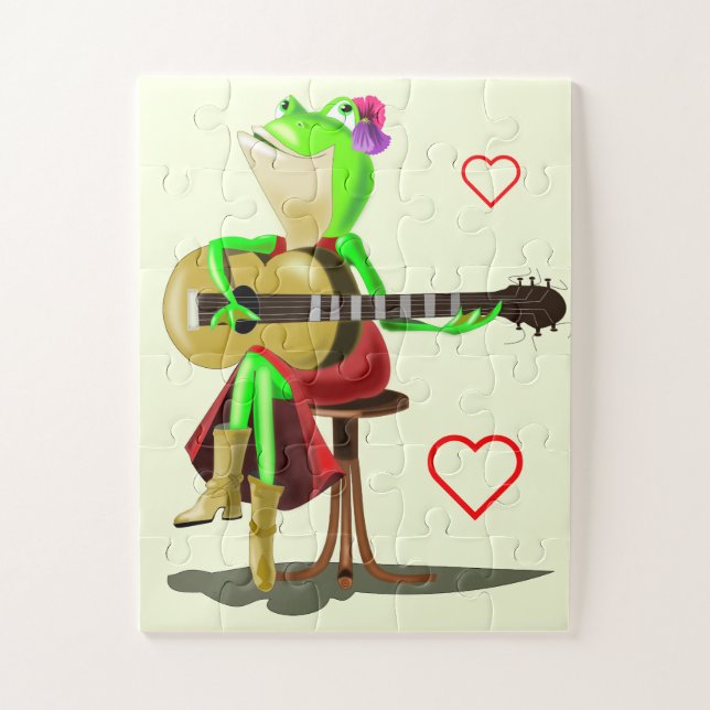 Rompecabezas de guitarra de rana (Vertical)