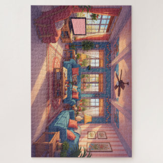 Rompecabezas de habitación de anime acogedor