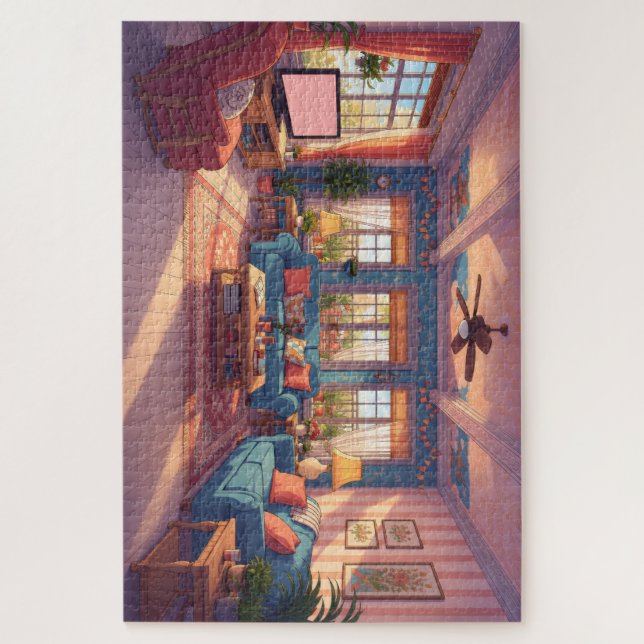 Rompecabezas de habitación de anime acogedor (Vertical)