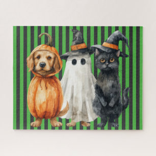 Rompecabezas de Halloween con gatos y perros